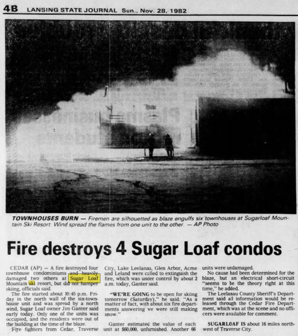 Sugar Loaf Resort - Nov 1982 Fire Destroys Condos